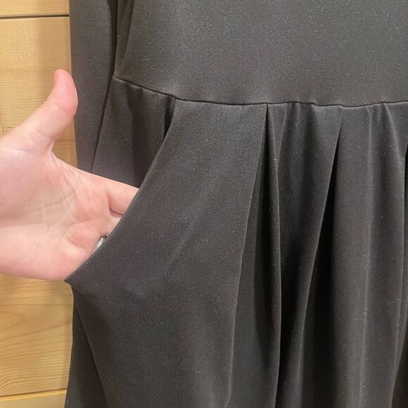 Andree by Unit Black Fit and Flare Pockets Long Sleeve Skater Dress Large - Picture 3 of 6